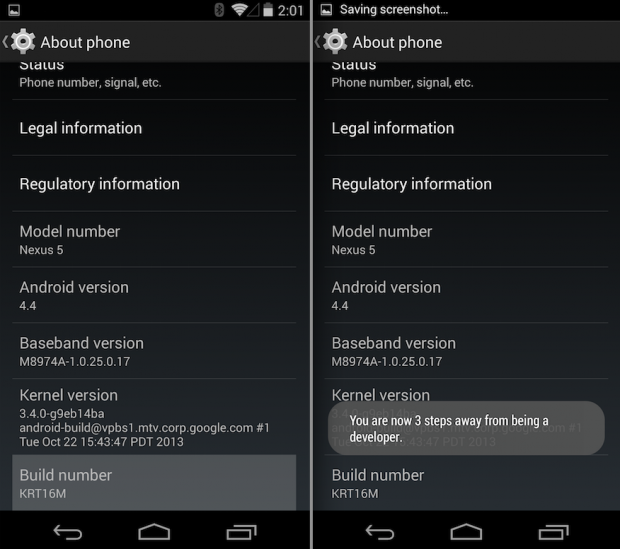 Enable USB Debugging on Android 4.4 KitKat and Nexus 5