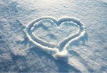 Heart Sign Made on Snow
